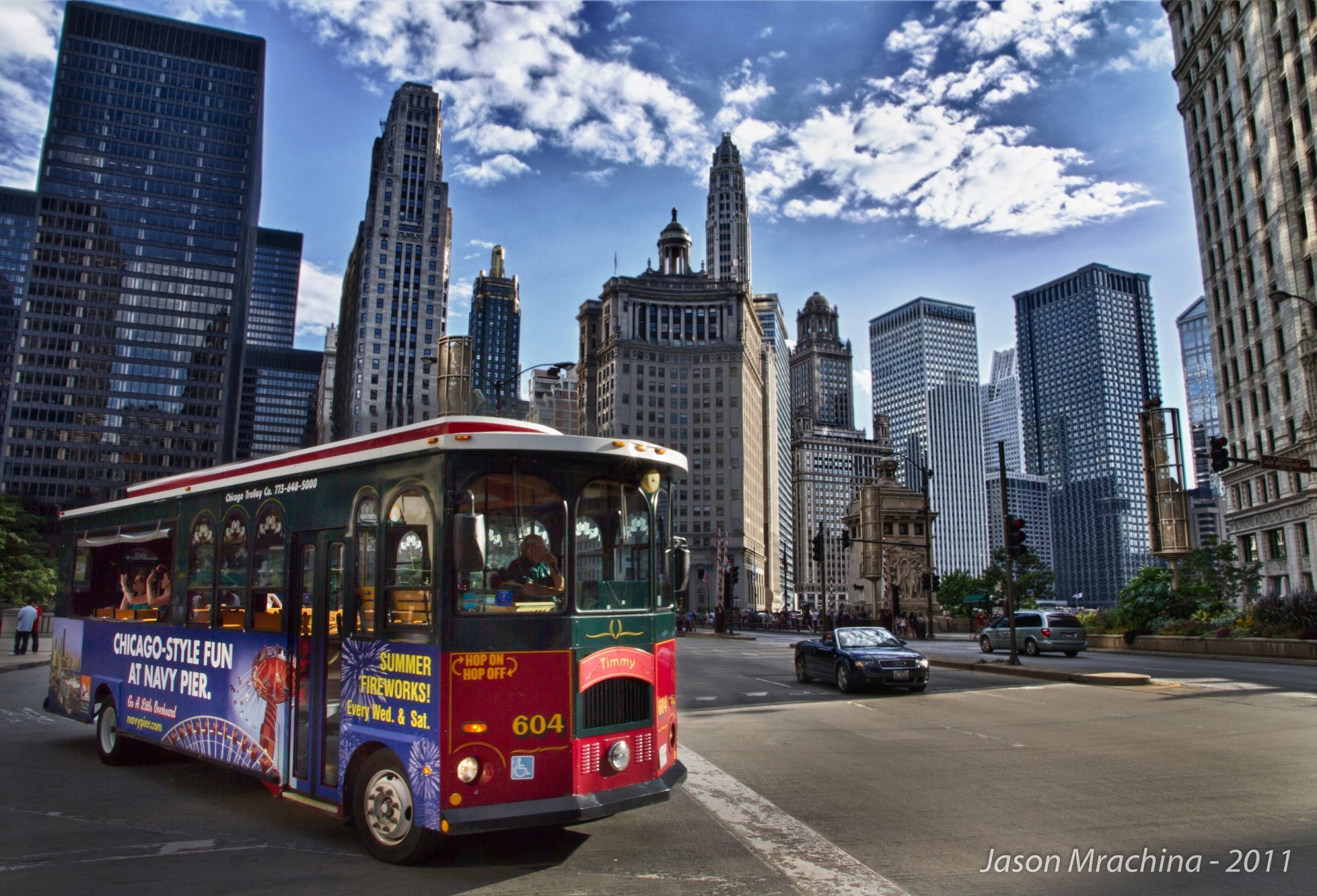 chicago america u. s. a. costruzioni grattacieli grattacieli autobus strada traffico