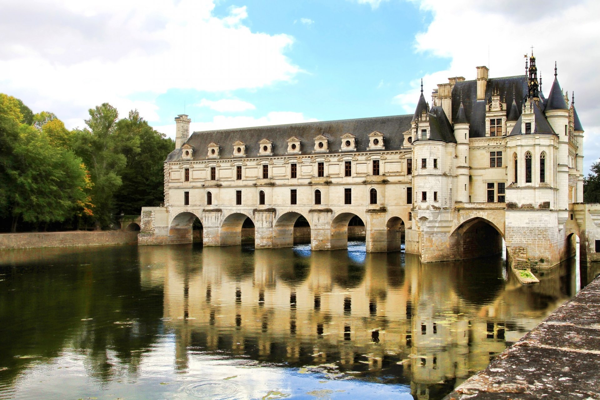 castillo de chenonceau parís francia río cher naturaleza árboles