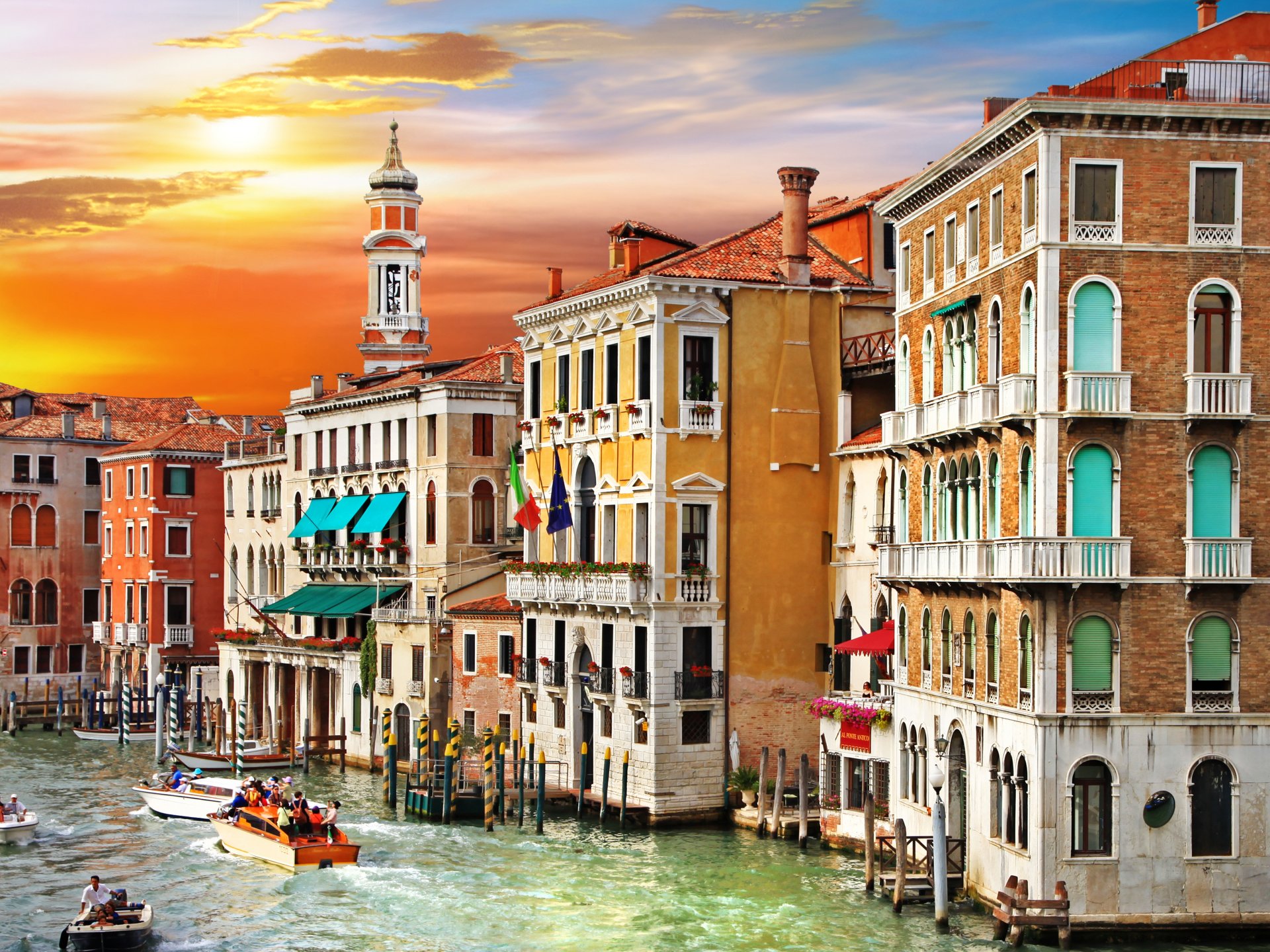 venice italy canal grande grand canal house sea boat people sky sunset