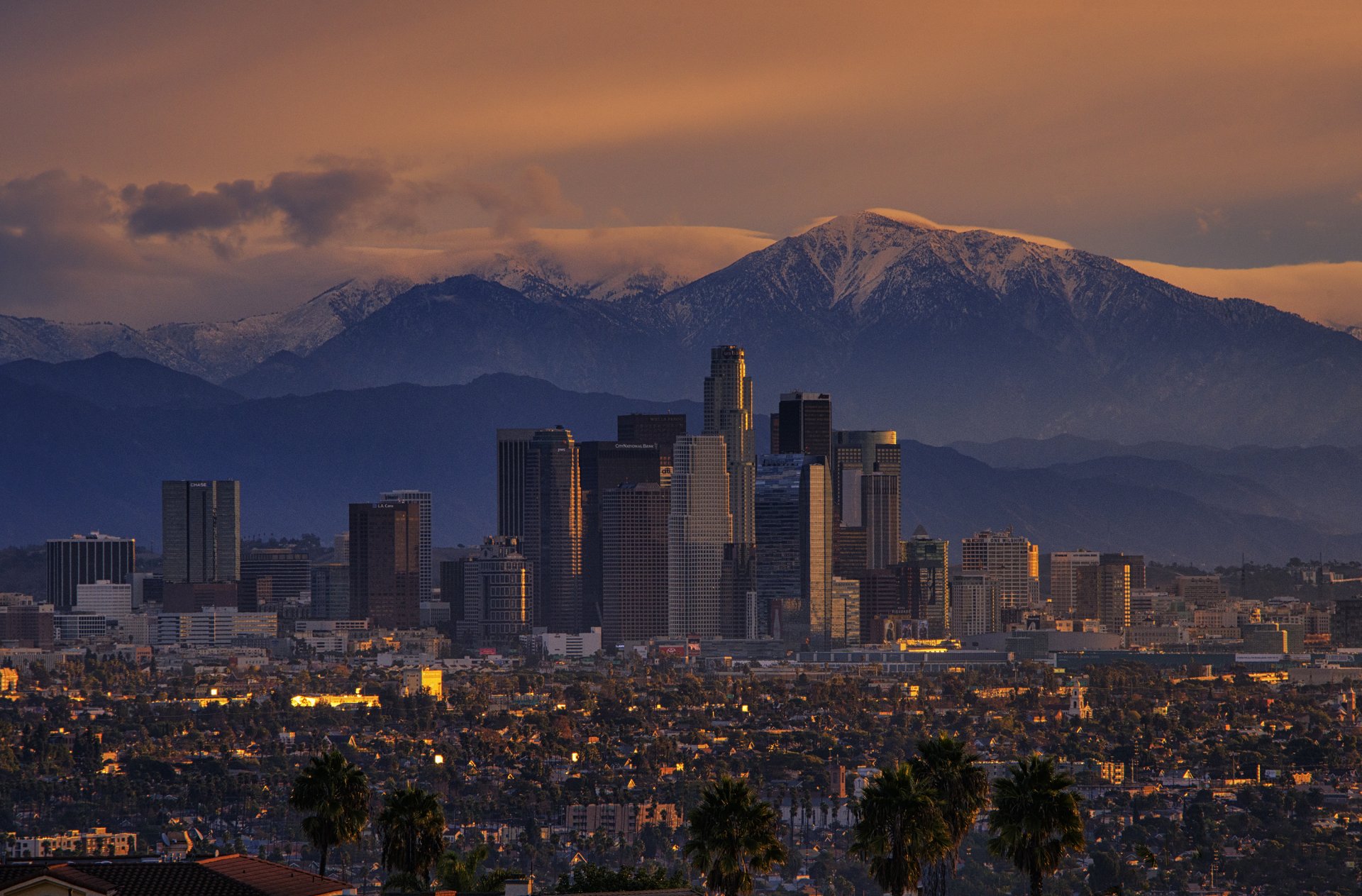 california montagne città los angeles mattina alba