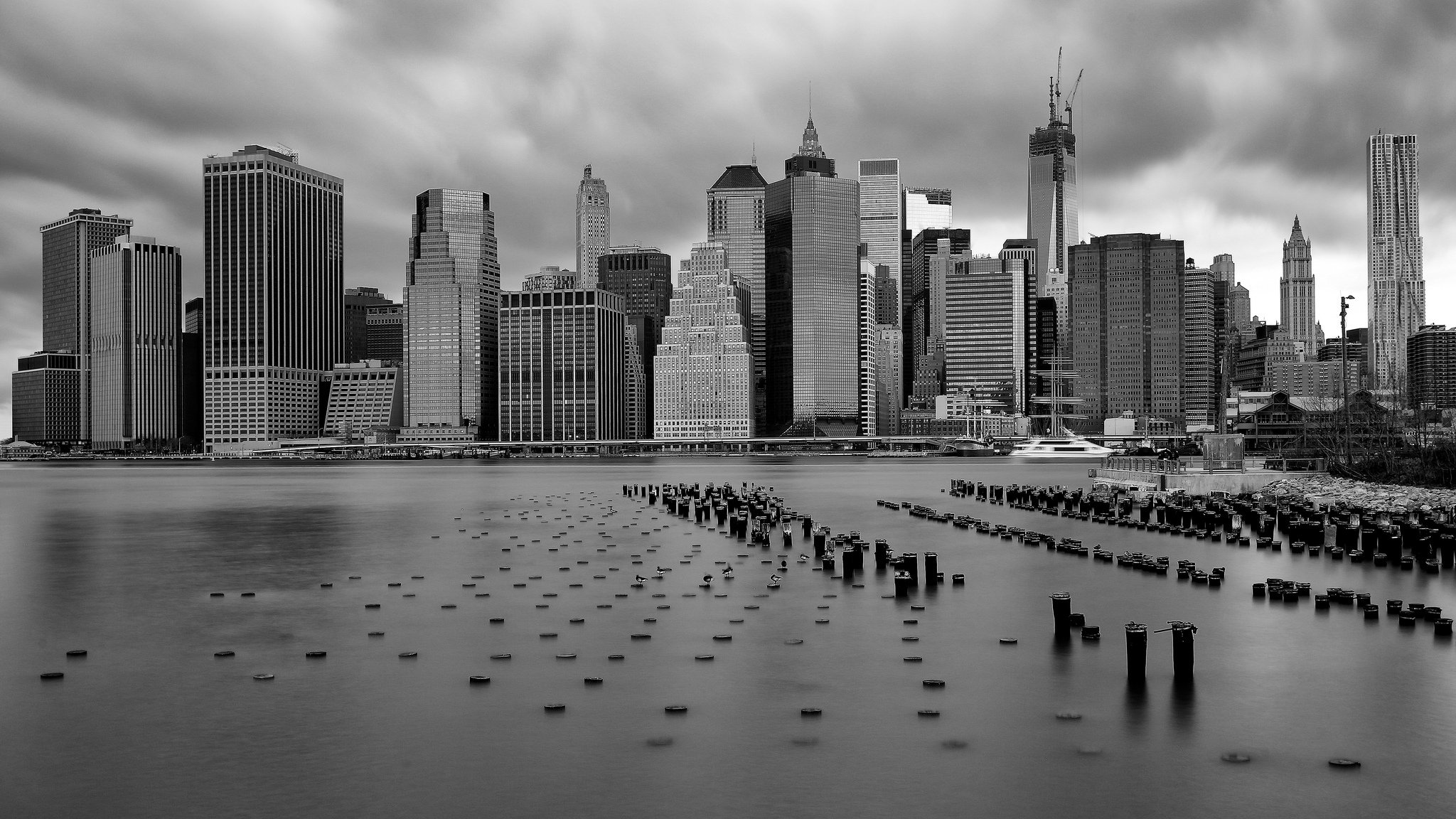 centro new york stati uniti oceano grattacieli foto in bianco e nero