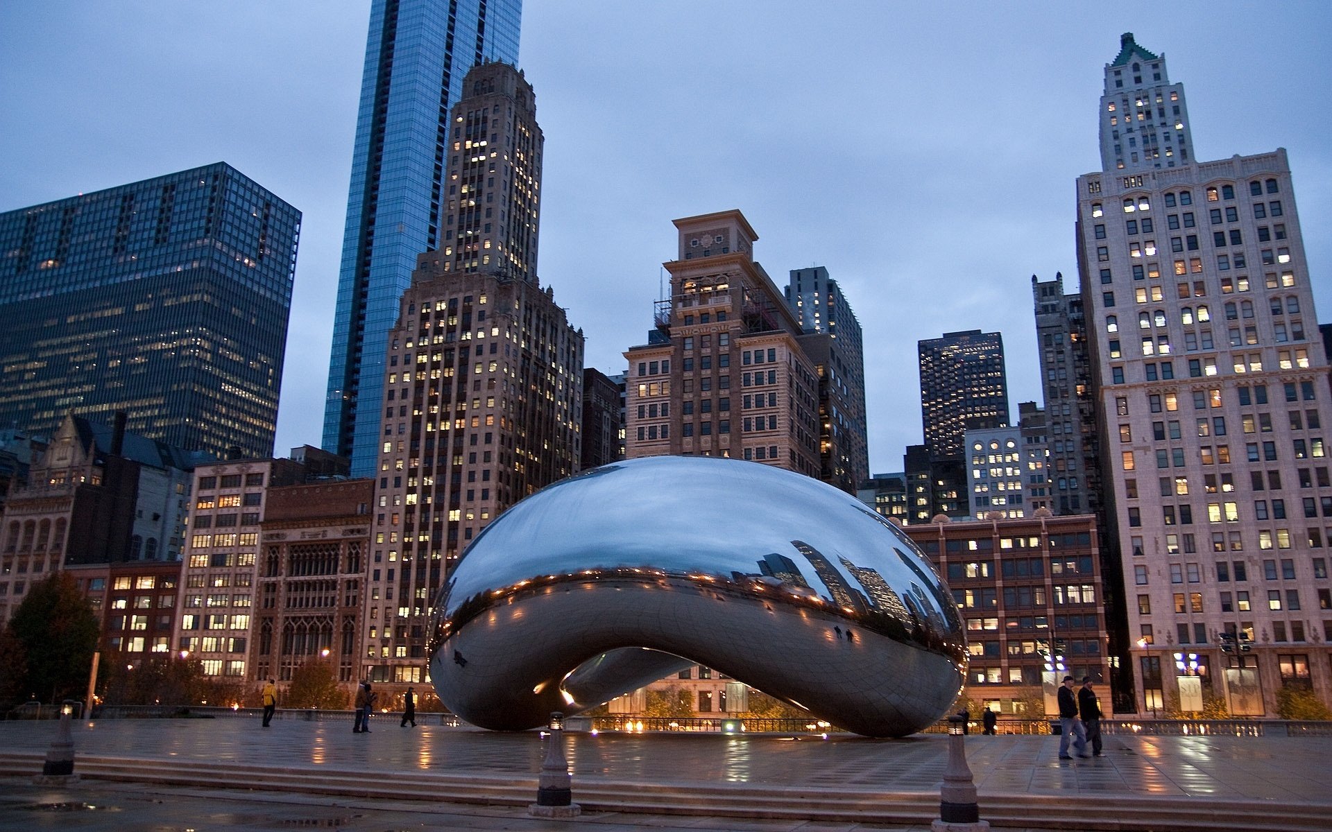 chicago amérique usa gratte-ciel maisons bâtiments soirée