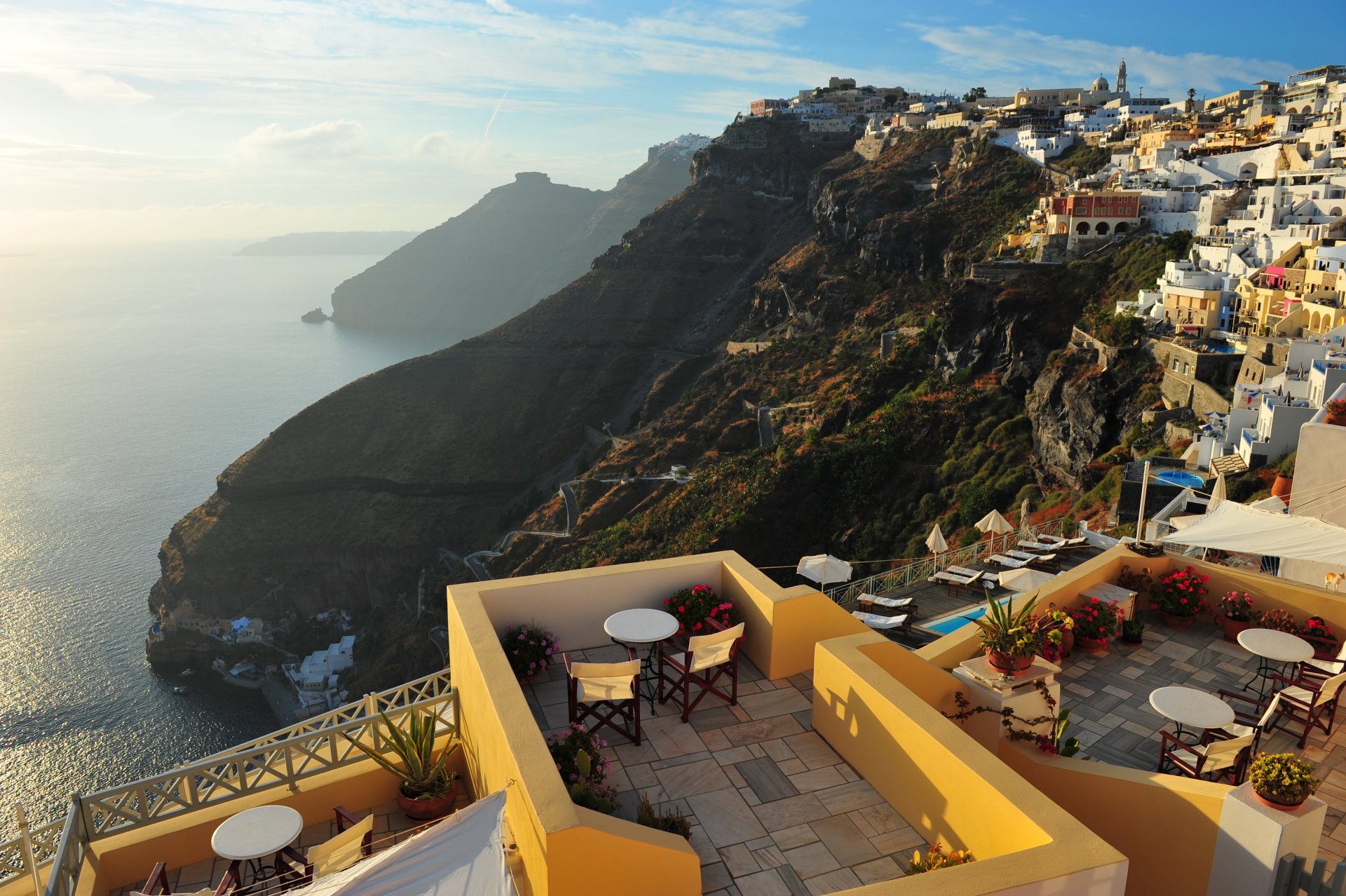 town santorini greece sea roof