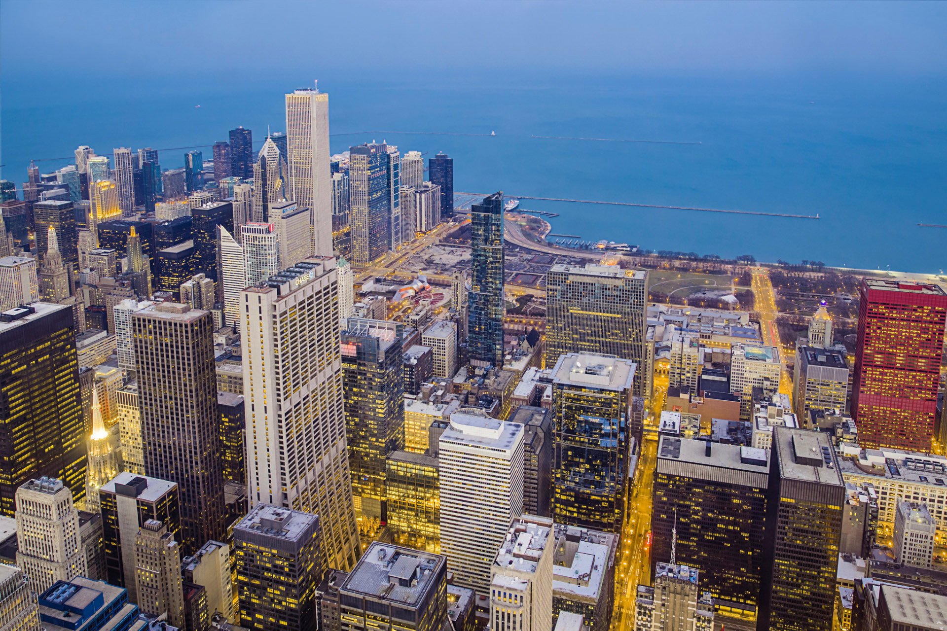 ciudad chicago noche estados unidos