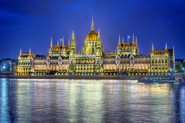 Palazzo del Parlamento di Budapest di notte