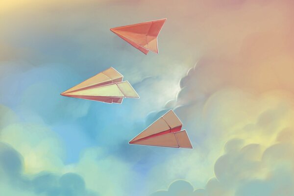 Paper airplanes in the sky