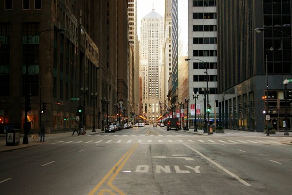 Sky, high-rise buildings in American Chicago