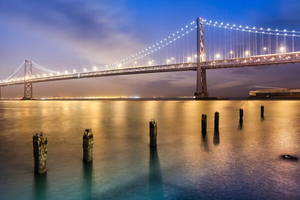 Glowing bridge over the Night Strait