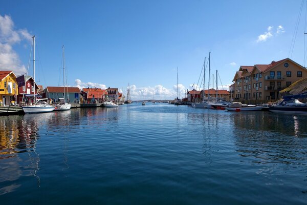 Berth in Sweden. Clear sky and calm water