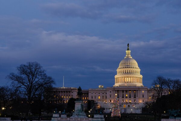 Lighting of the evening Capitol in the USA