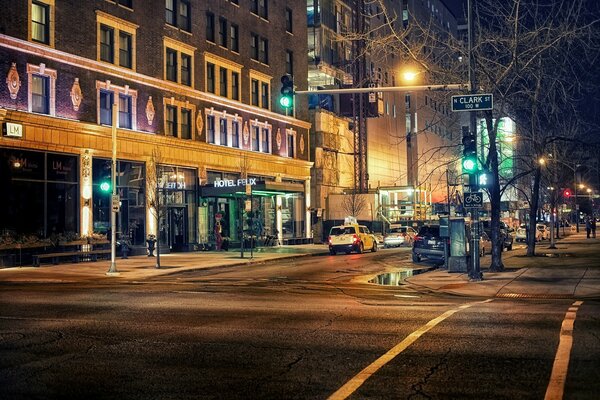 Rue nocturne de Chicago