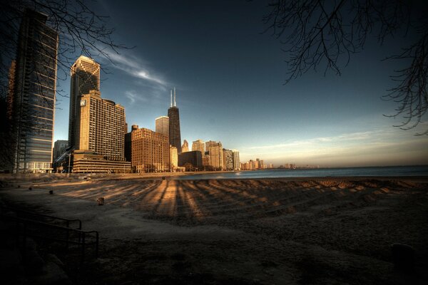 Estados Unidos Chicago ciudad durante el amanecer