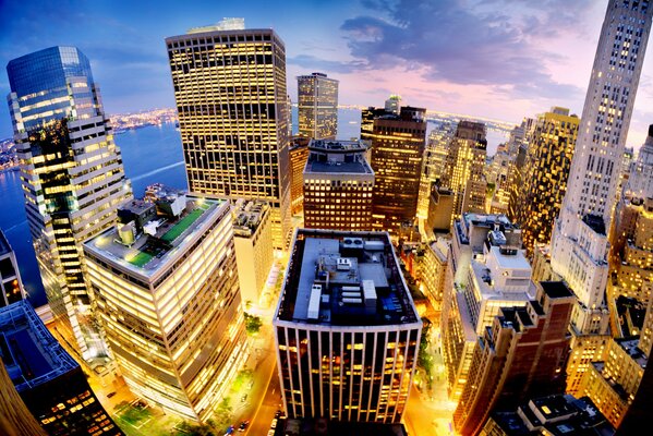 View from the height of the skyscrapers and skyscrapers of the USA