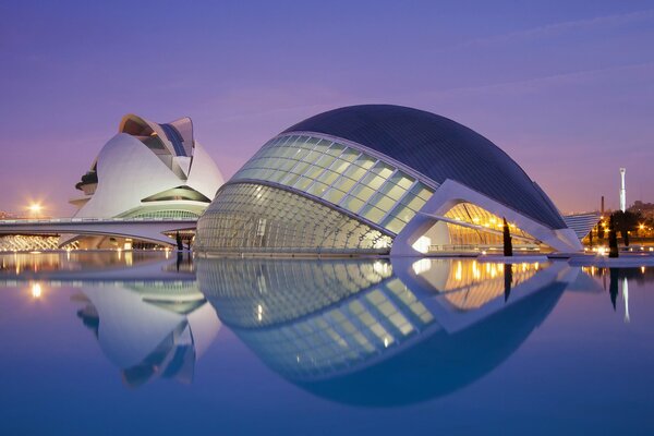 Ville, pont architecture soirée