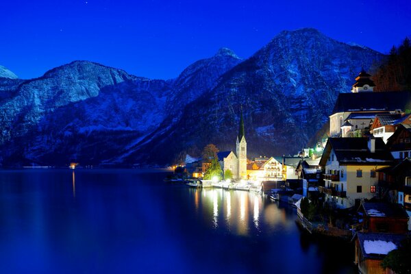 Night lights of Hallstatt, Austria