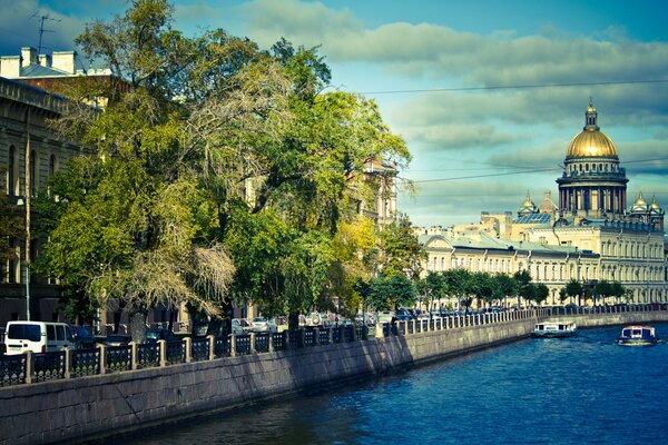 View of the embankment of St. Petersburg in the afternoon