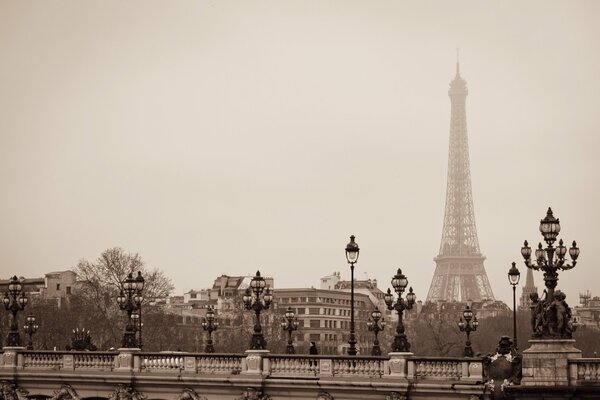 Puente sobre la torre Eiffel en París