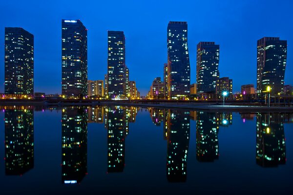 Reflection of houses in the water