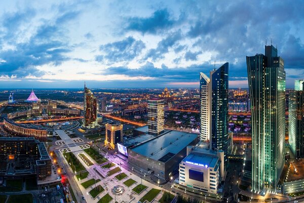 Panorama of the spring city of Astana