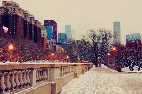 Inverno Chicago strada nella neve