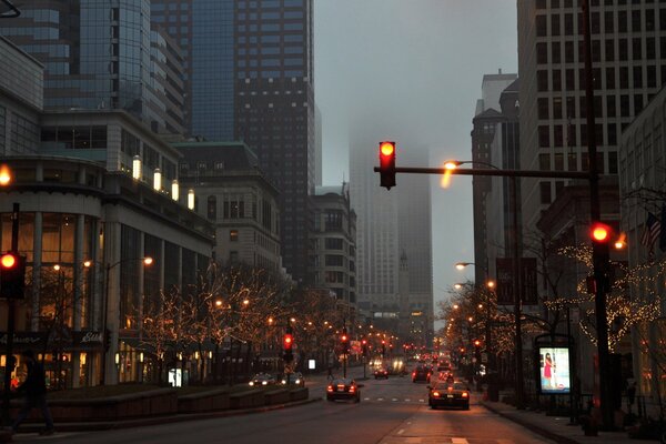 Fog descends on the city