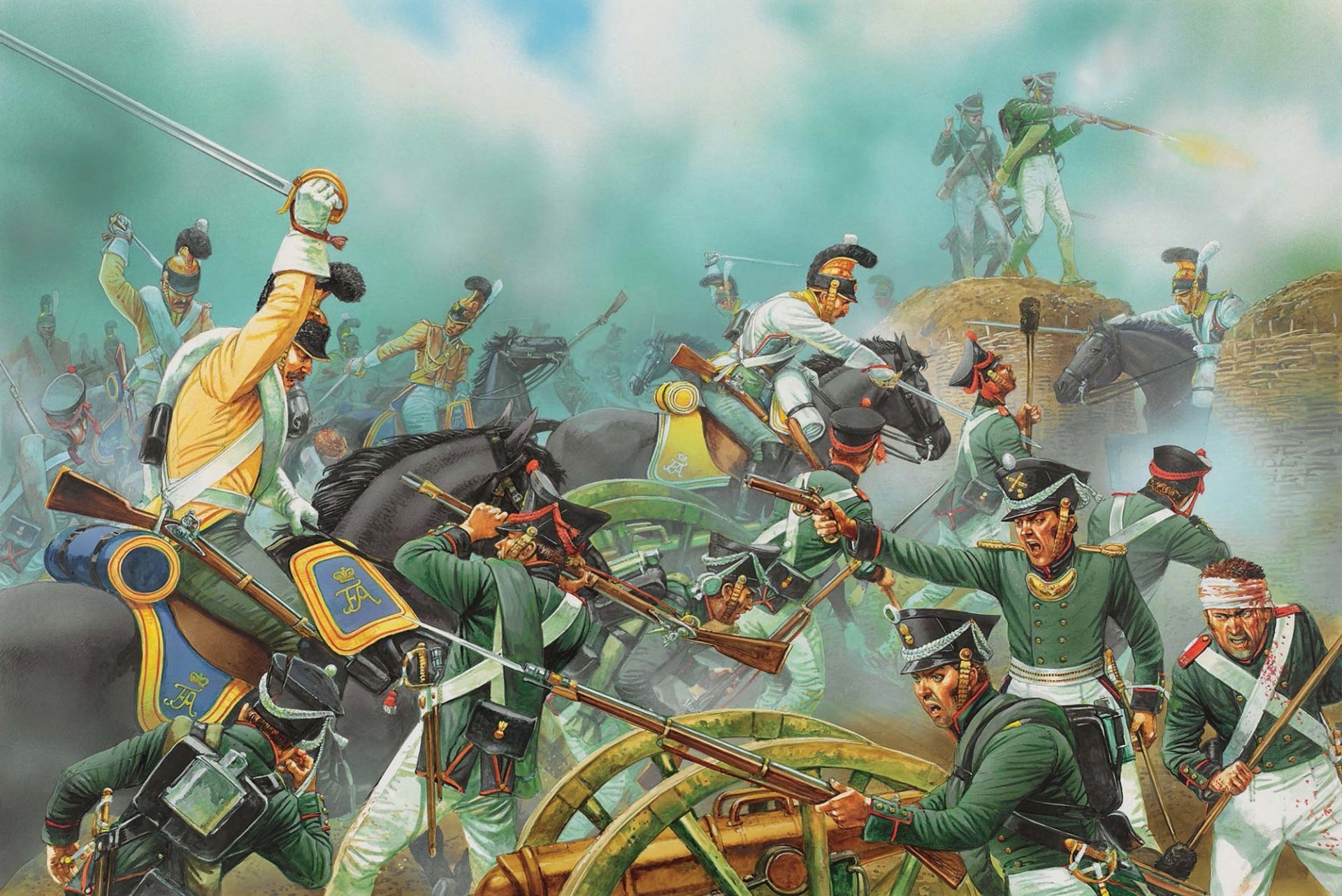 arte ruso soldados guerra stormtrooper batalla. borodino grande patriótico 1812g. en caballería reducto empresas batalla