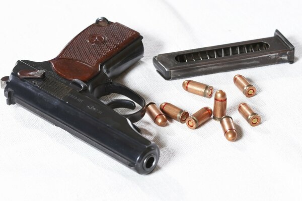 Makarov pistol on a white background