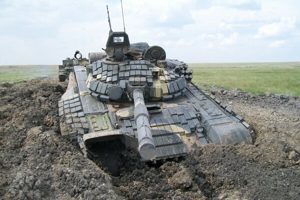 T-72 plows the fields of Russia