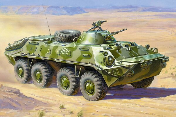 BTR-70 sovietico in esercitazione nel deserto