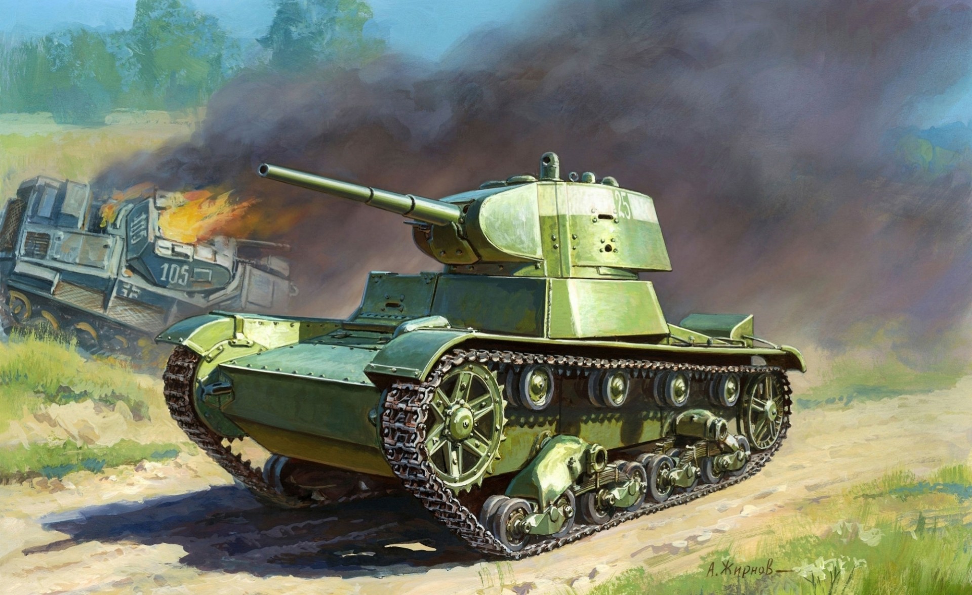 xdozhnik seconde guerre mondiale art créé buck a. zhirnov. basé sur mk.e anglais léger ww2 sur t-26 char infanterie vickers soviétique