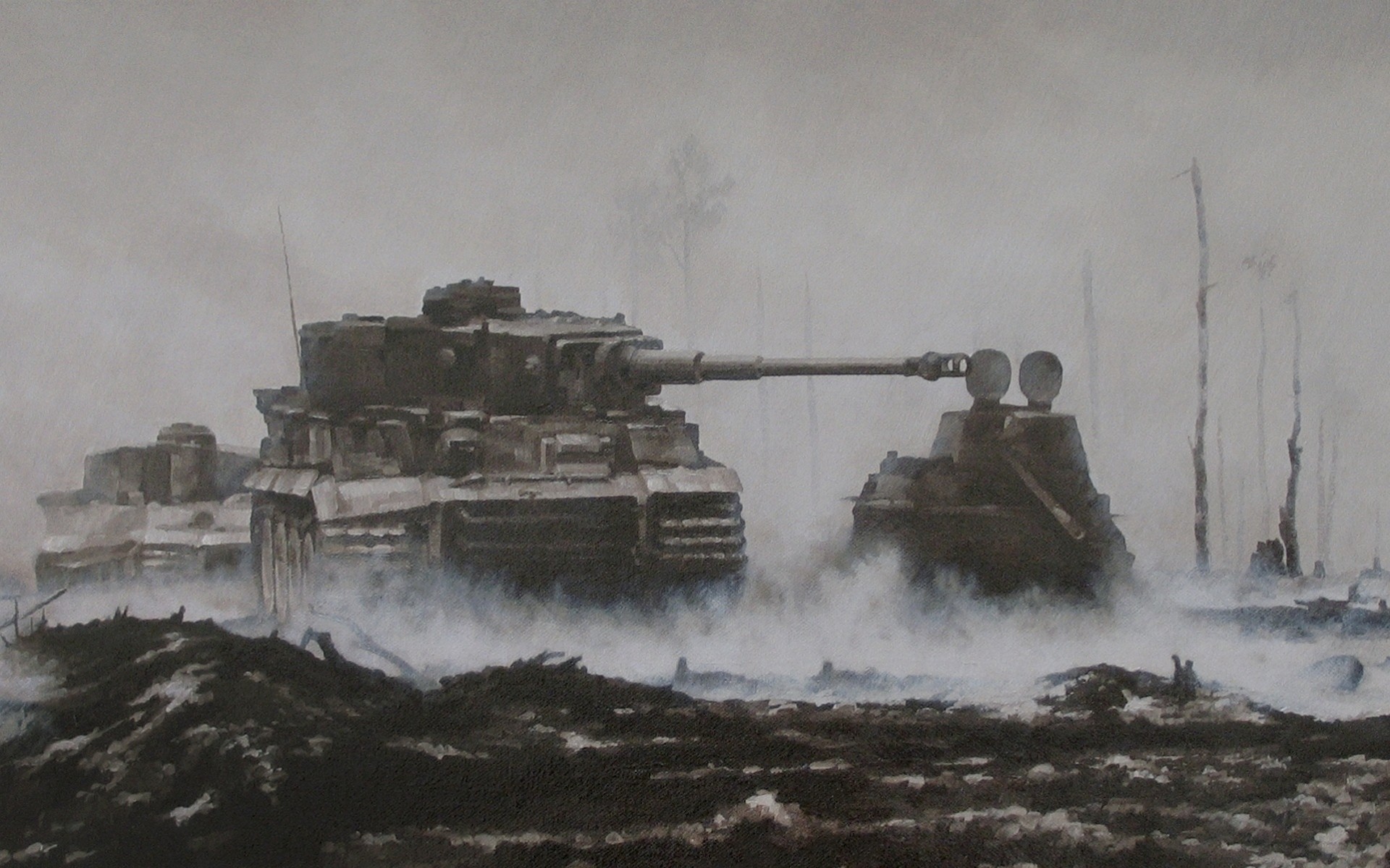 arte segunda guerra mundial tanque tigre