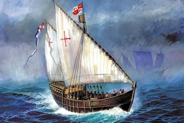 Art depicting the ship of Christopher Columbus