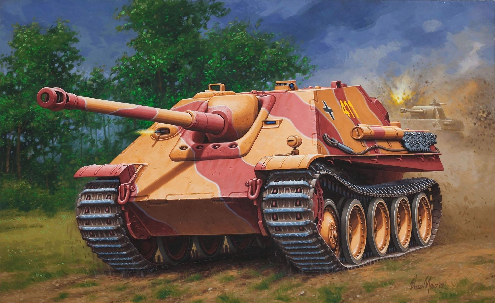 art jagdpanther asu niemiecki rysunek samobieżny ww2