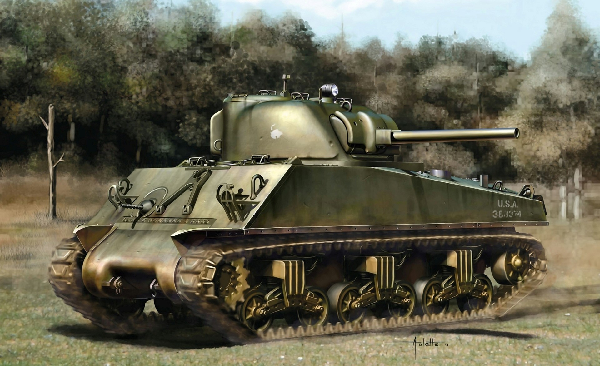 kunst tank ww2 zeichnung sherman amerikanisch feld medium