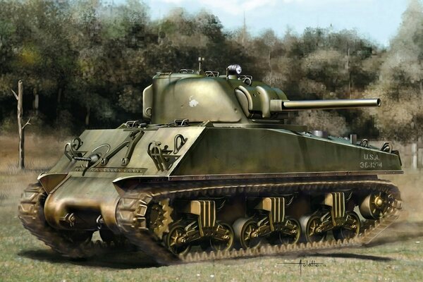 Imagen de arte del tanque en el campo