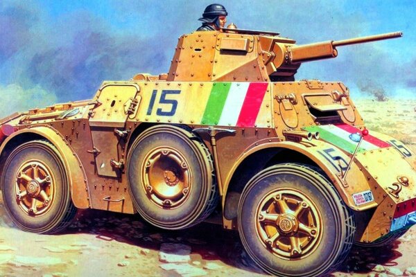 Art drawing of ww2 armored car