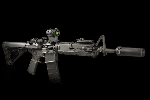 Semi-automatic rifle with aiming flashlight