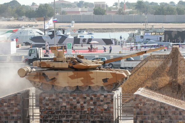 Military armored vehicles at the exhibition