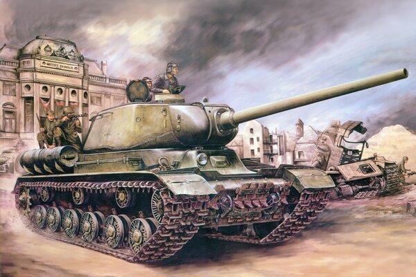 Dibujo de un tanque militar va a Berlín