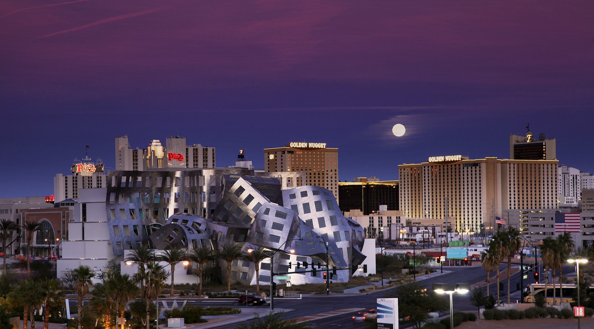 usa las vegas nevada night moon blue violet sky united states purple