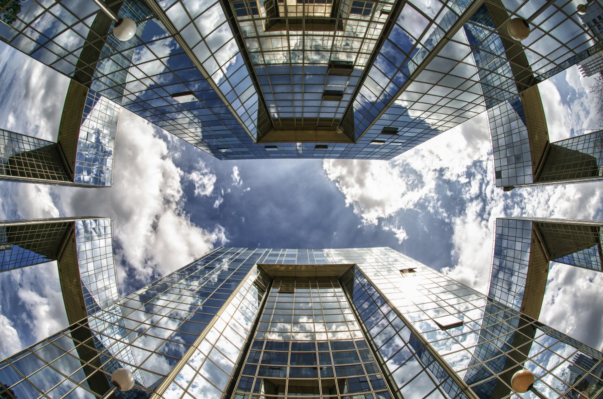 town house up four sides glass sky reflection