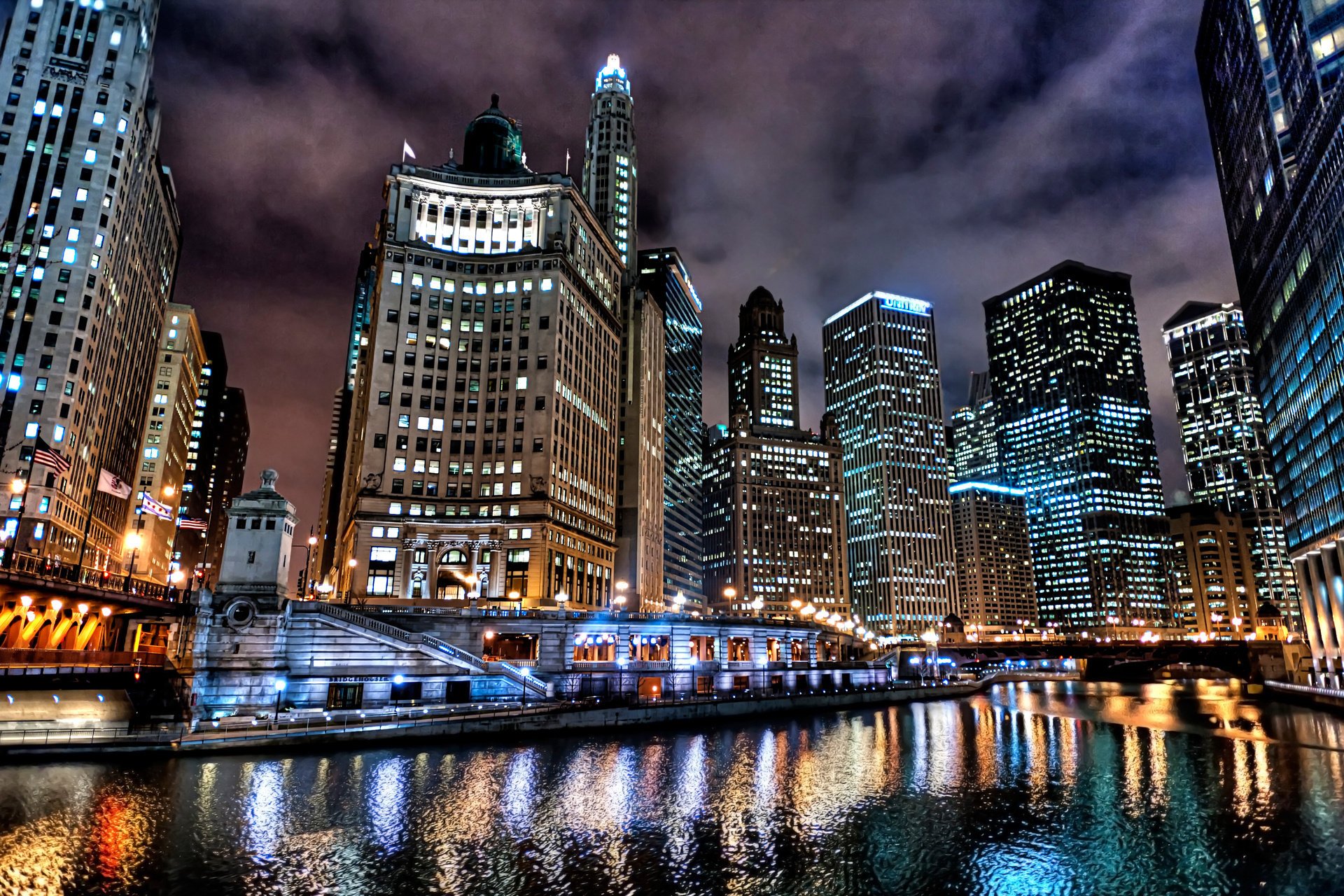 ville chicago lumières nuit états-unis