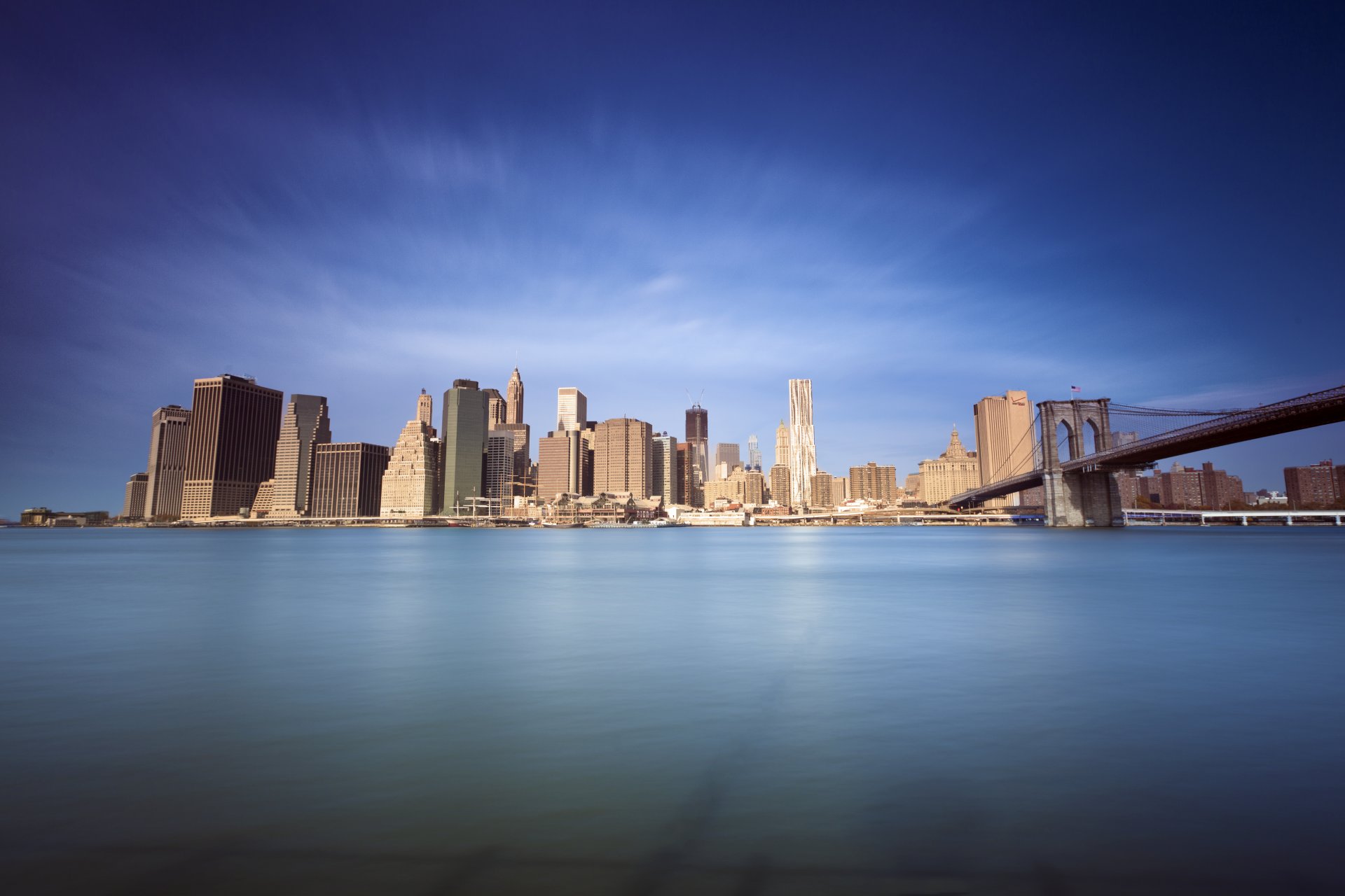 town new york brooklyn bridge sea