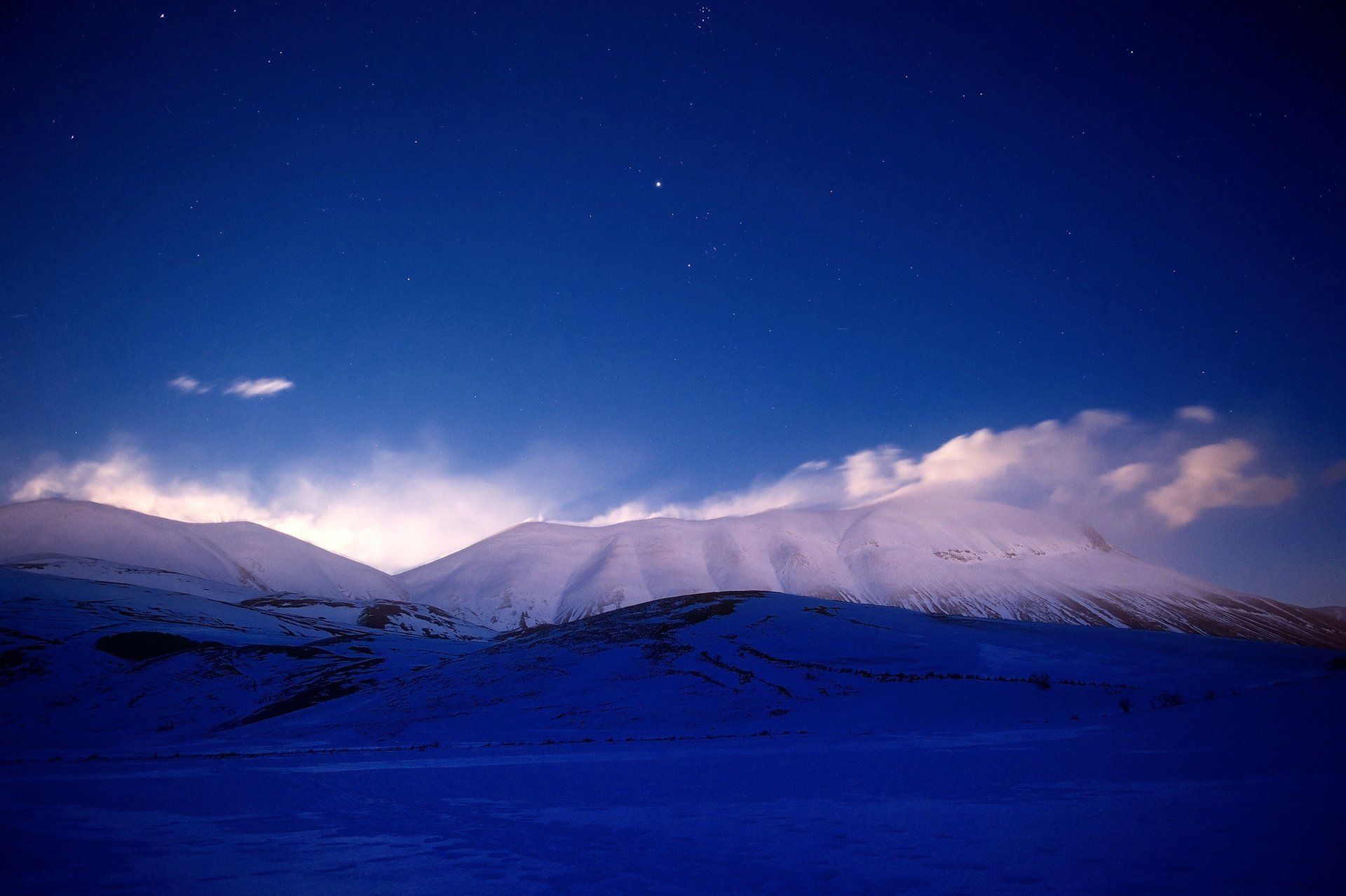 the sky stars mountains night