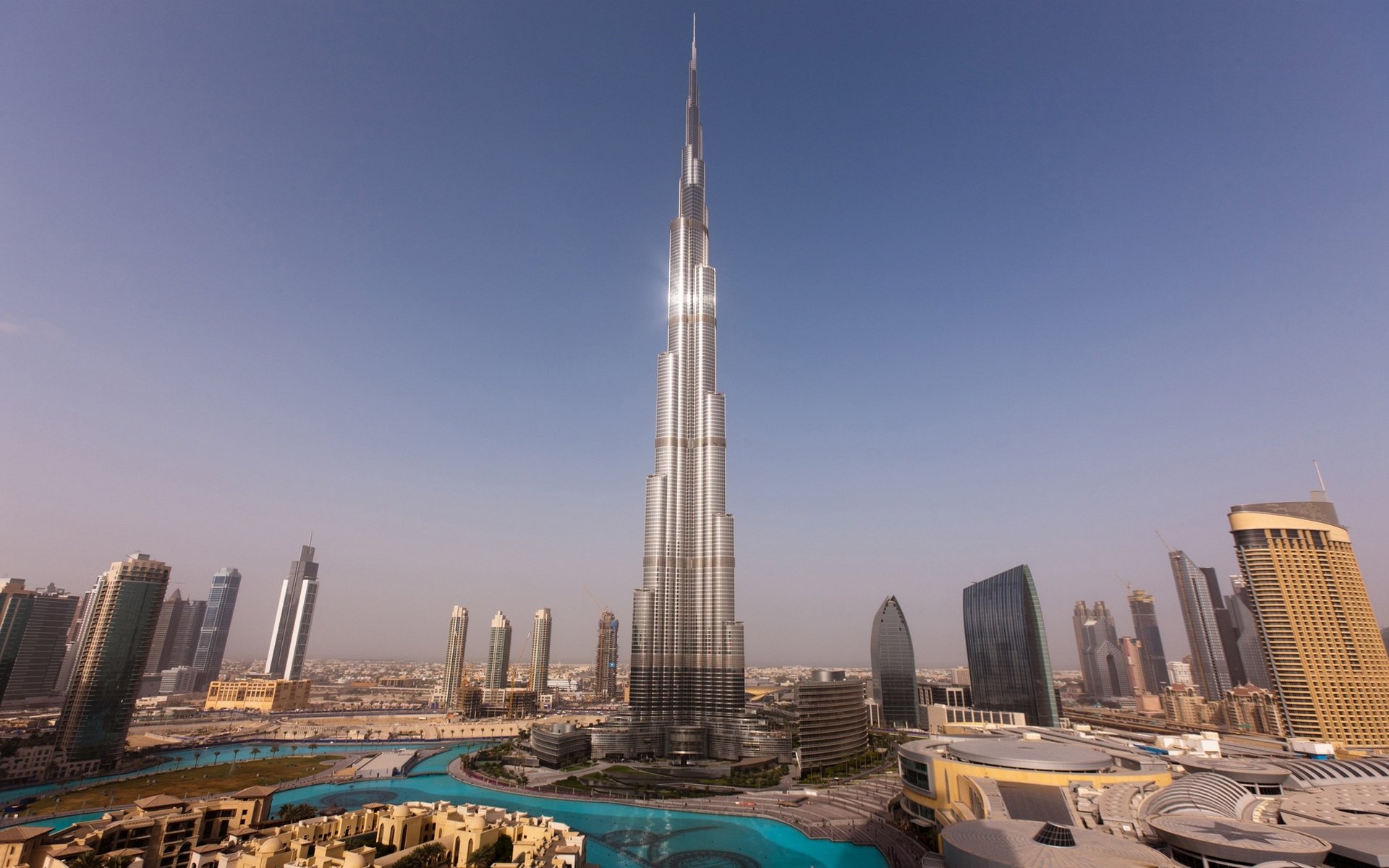 dubai grattacieli torri case burj khalifa tramonto acqua cielo