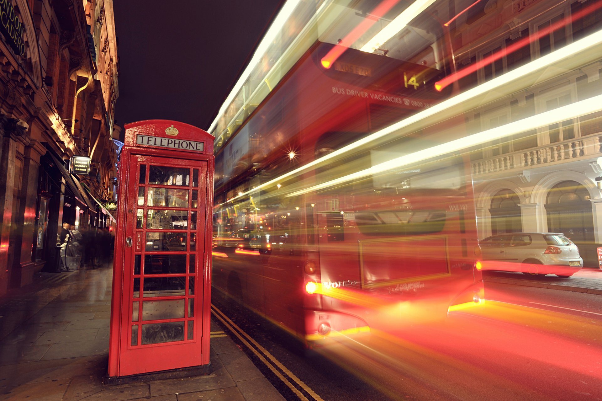 stadt london england nacht straße telphone licht lichter belichtung