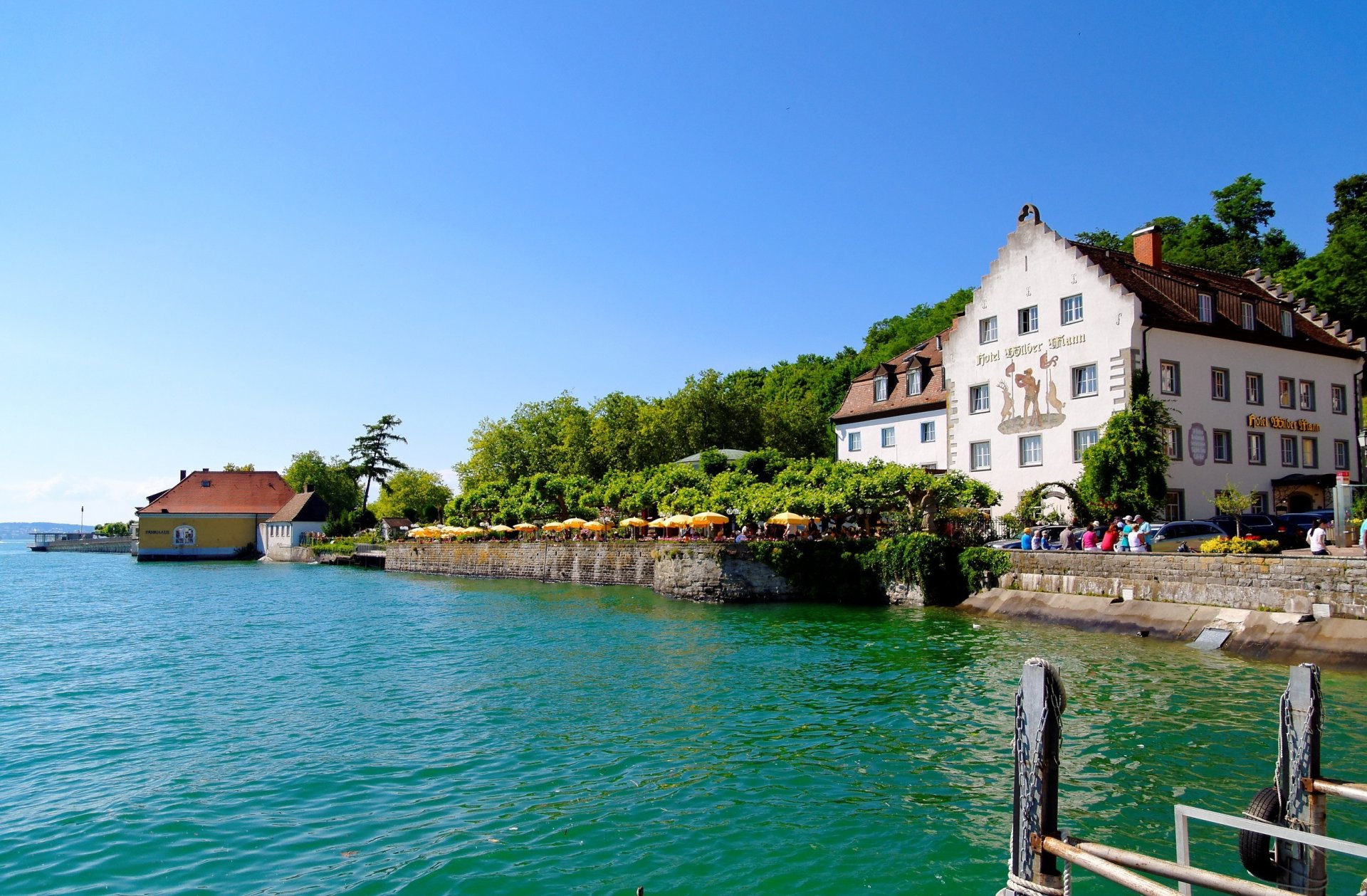 ciudad meersburg alemania casa árboles naturaleza agua lago río