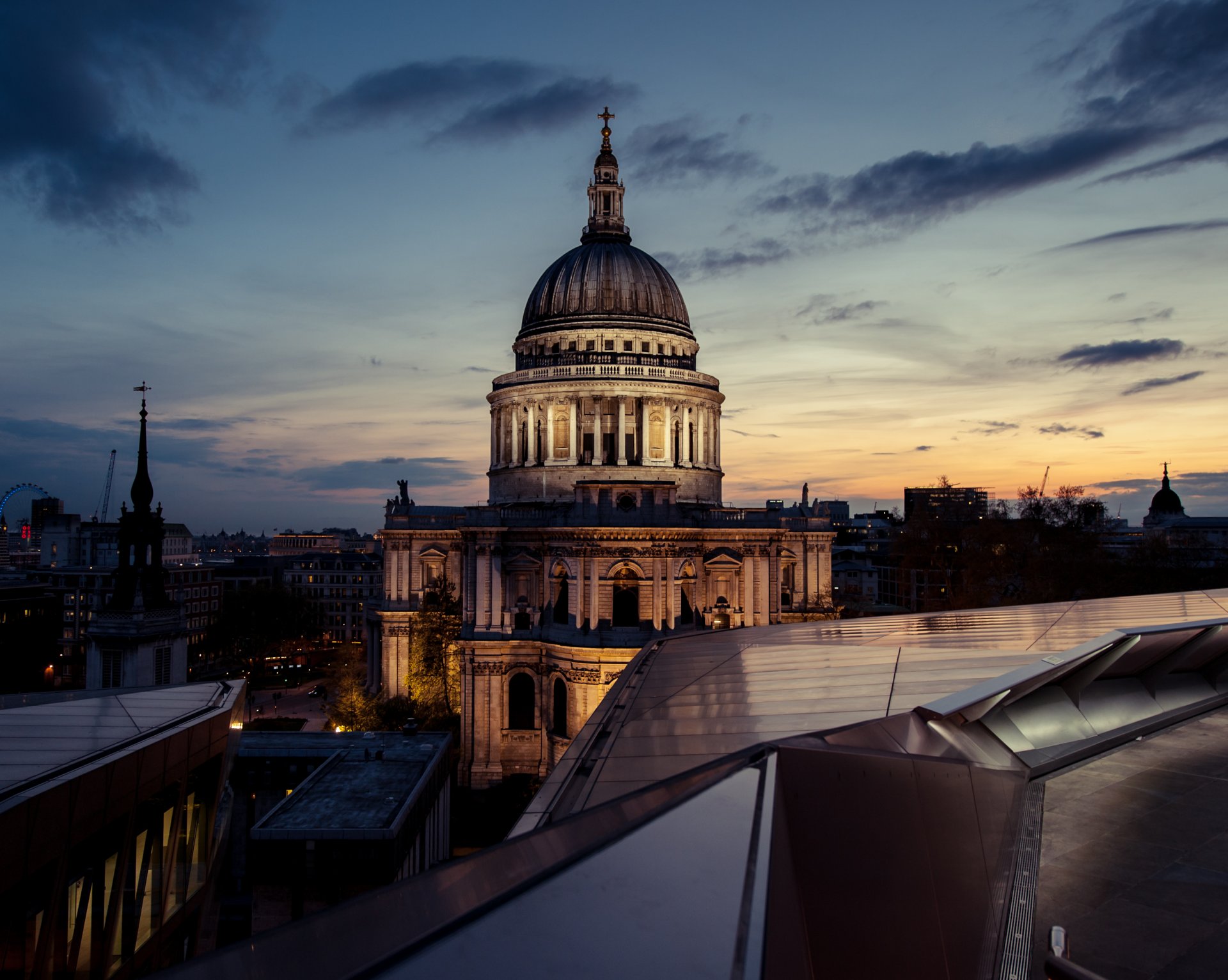 ul pauls cathedral noc zachód słońca anglia londyn wielka brytania