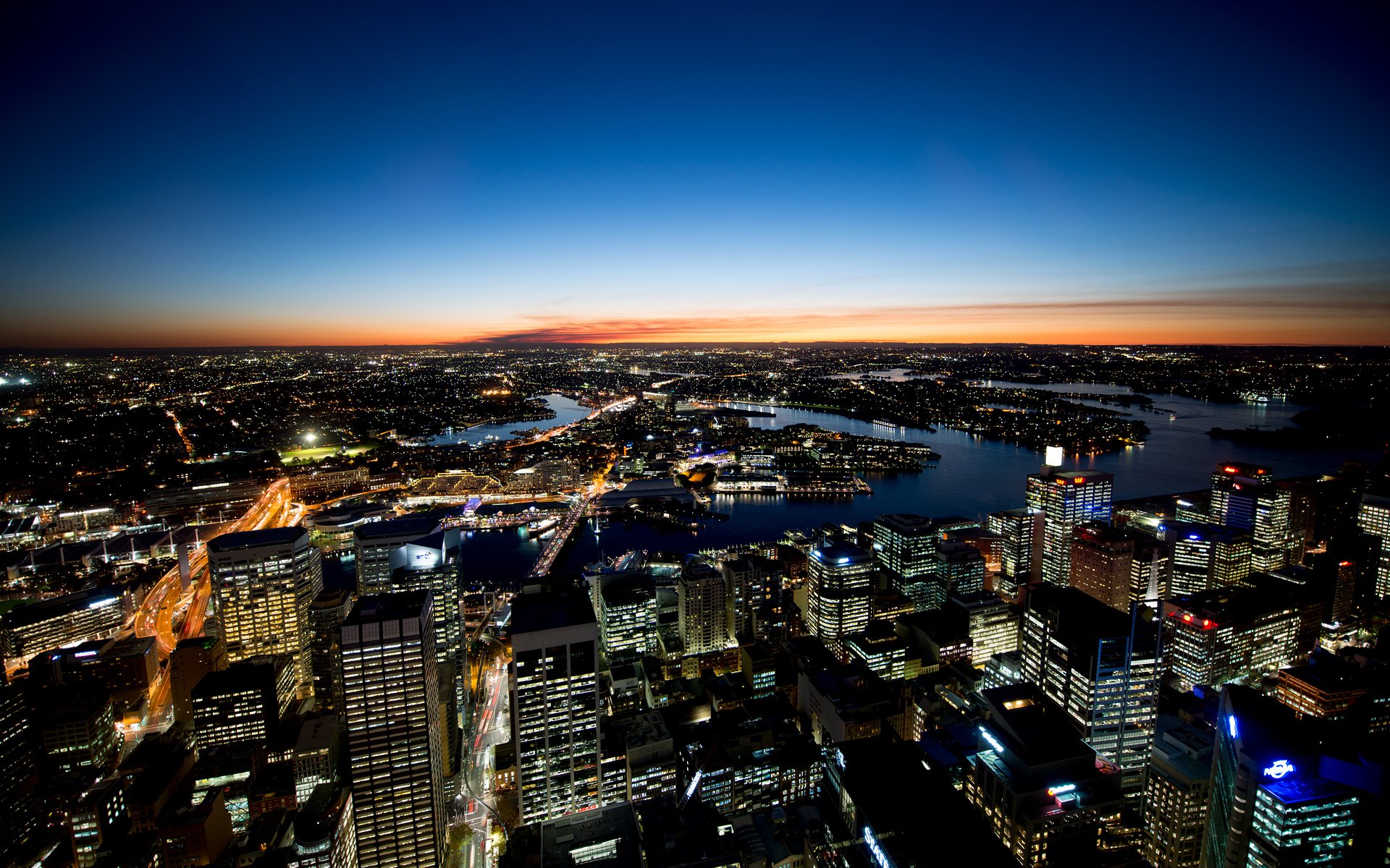 sydney australia miasto niebo horyzont zachód słońca rzeka