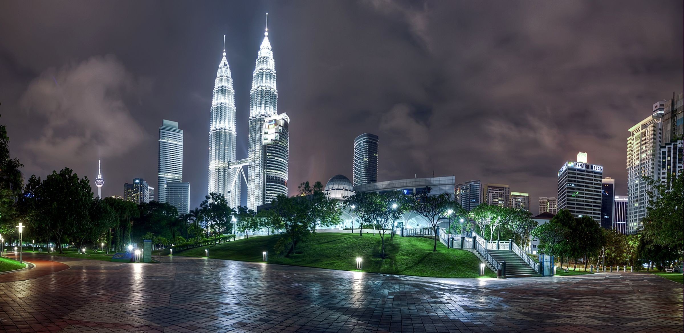 kuala lumpur capitale malaisie état ville pays paysage bâtiments gratte-ciel nuit soirée lumière lumières